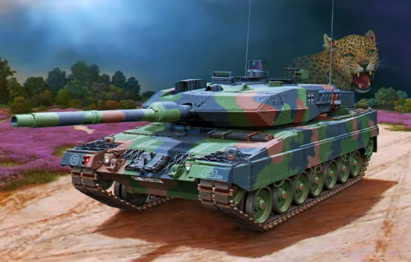 Картинка war, art, painting, tank, Leopard 2A6 Main Battle Tank