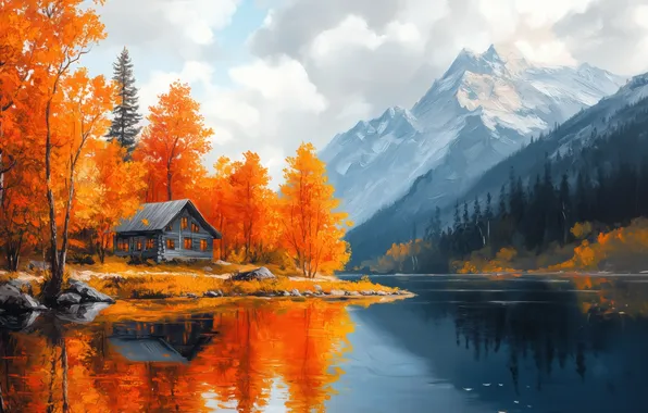 Colors, mountains, cabin