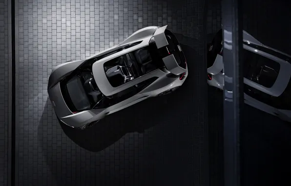 Картинка отражение, серый, Audi, вид сверху, 2018, PB18 e-tron Concept
