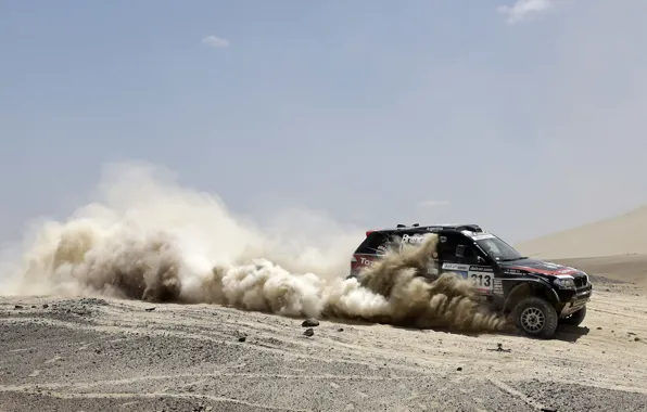 Авто, Черный, Пыль, BMW, Rally, Dakar, Дакар, Внедорожник