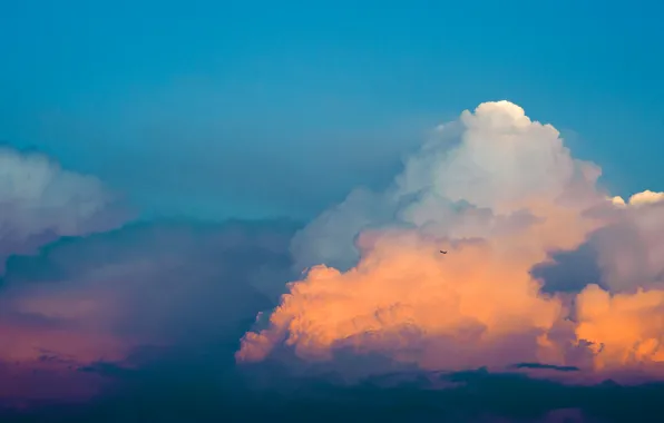 Картинка небо, облака, тучи, самолёт