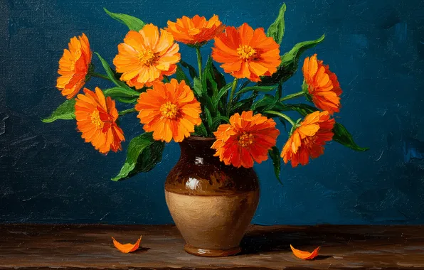 Цветы, рисунок, букет, арт, ваза, art, flowers, vase