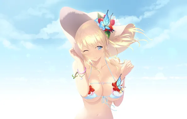 Девушка, Лето, Купальник, Шляпа, Бикини, Boku Wa Tomodachi Ga Sukunai