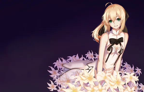 Цветы, лилии, сейбер, Fate / Stay Night, Судьба Ночь схватки