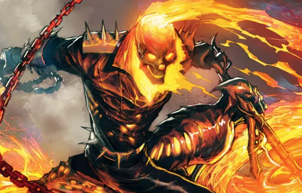 Картинка fire, skull, flame, Ghost Rider, Marvel, comics, hell, blaze