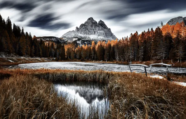Горы, природа, озеро, Dolomites, Italie