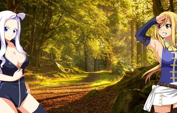 Лес, Аниме, Anime, Lucy, Мира, Mira, Люси, Forest