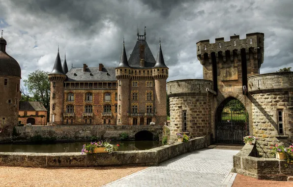 Картинка замок, Франция, башни, крепость, Castle of La Clayette