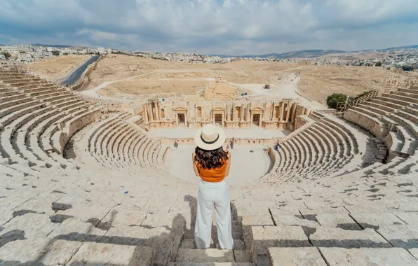 Картинка Девушка, Jordan, Иордания, Jerash, Джераш, Southern Theatre, Южный театр