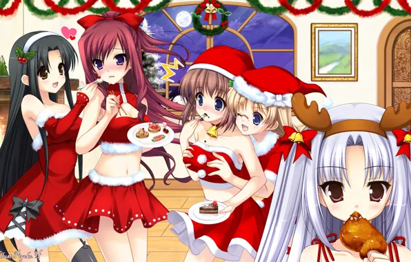 Девушка, новый год, еда, ситуация, олень, 11 eyes