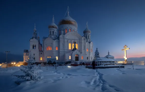 Light, Sky, Russia, Winter, Snow, Temple, Cold, Dome