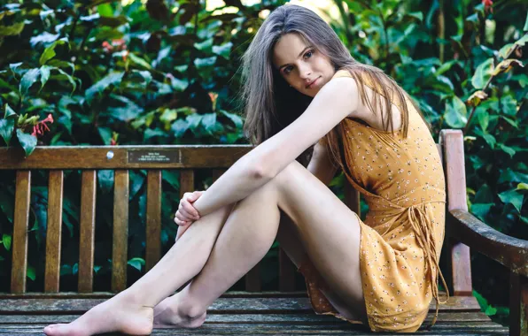 Девушка, скамья, Erin
