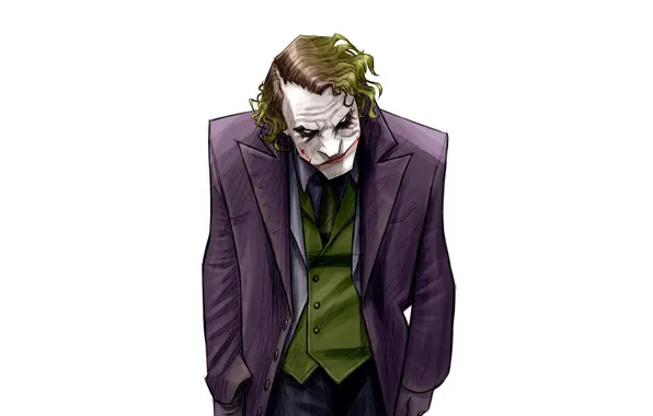 Минимализм, Рисунок, Джокер, Фон, Арт, Art, Joker, Heath Ledger