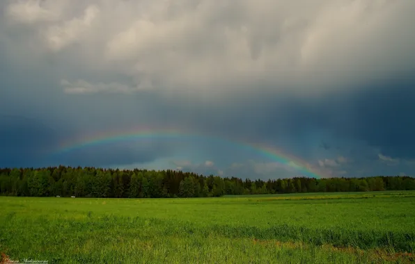 Гроза, небо, облака, радуга