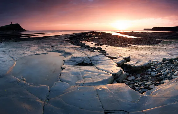Море, пейзаж, закат, скалы