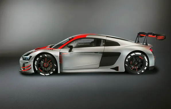 Гоночное авто, Audi R8, вид сбоку, LMS, 2019