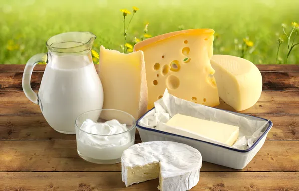Масло, сыр, молоко, сметана