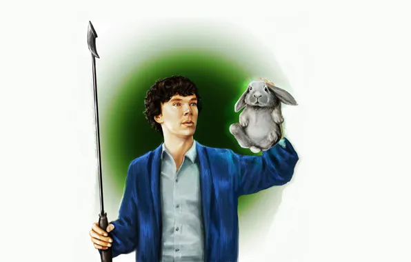 Кролик, арт, Шерлок Холмс, гарпун, Бенедикт Камбербэтч, Benedict Cumberbatch, Sherlock, Sherlock BBC