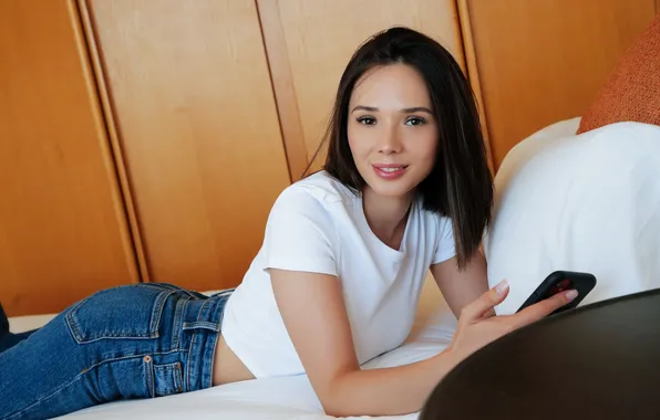 Short hair, model, jeans, brunette, gorgeous, photoshoot, posing, beautiful face