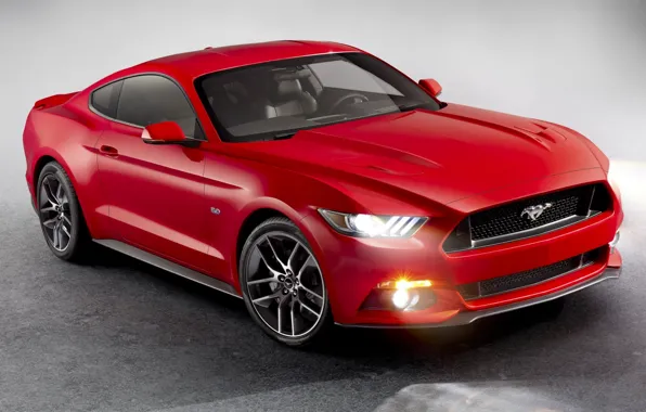 Картинка красный, Mustang, Ford, Форд, Мустанг, передок, Muscle car, Мускул кар