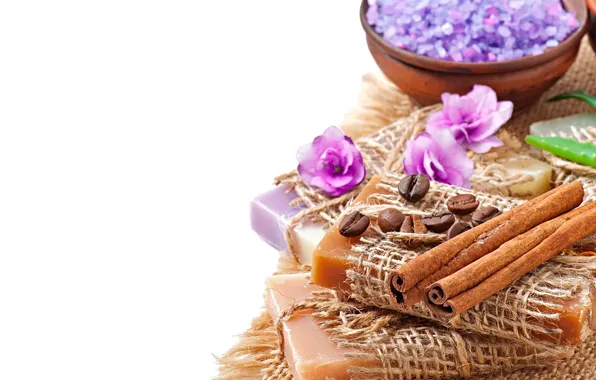 Картинка relax, soap, flowers, coffee, lavender, spa, salt, natural