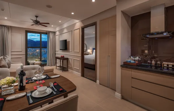 Дизайн, стиль, интерьер, Вьетнам, Дананг, Отель Altara Suites, Altara Suites Da Nang, люкс с видом …