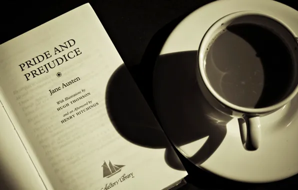 Картинка кофе, книга, разное, the, book, Джейн Остин, a coffee, Pride and Prejudice