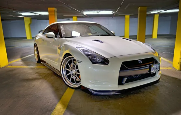 Белый, supercar, R35, Nissan GTR
