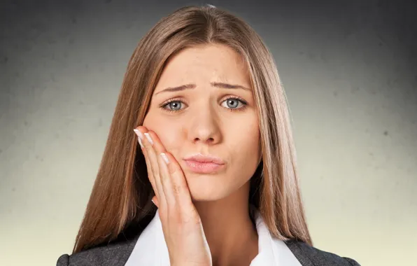 Woman, suffering, toothache