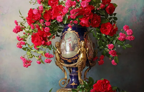 Картинка стиль, розы, букет, ваза, Андрей Морозов