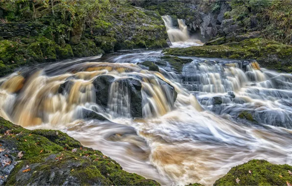 Картинка камни, Англия, каскад, England, Северный Йоркшир, North Yorkshire, Ingleton Waterfalls Trail, Ingleton