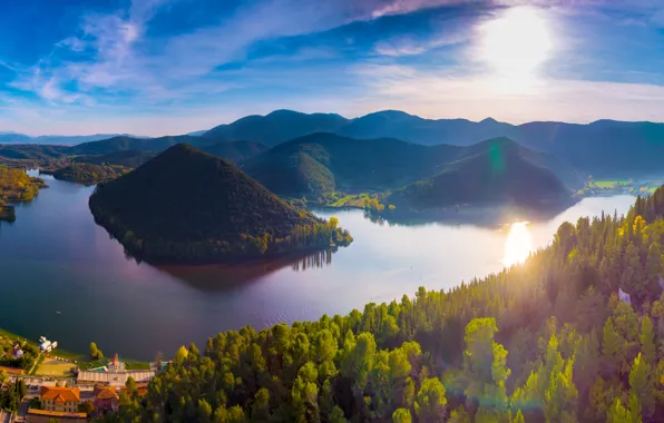 Картинка forest, river, landscape, nature, mountains