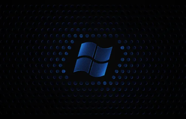 Синий, текстура, логотип, черный фон