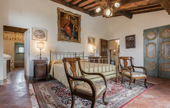 Дизайн, стиль, комната, вилла, интерьер, Италия, спальня, Tuscany
