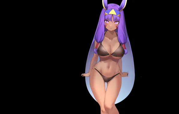 Girl, hot, sexy, anime, pretty, bikini, tummy, purple hair