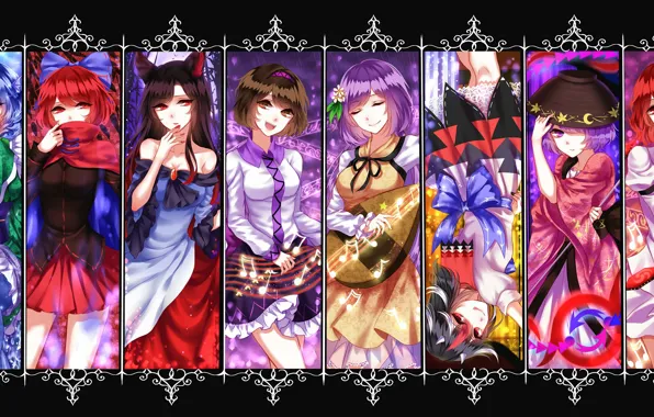 Девушки, коллаж, Touhou, Sekibanki, Wakasagihime, Тохо, Тоухоу, Sheya