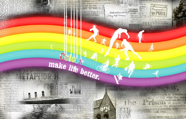 Картинка цвет, радуга, газеты, Color make life better