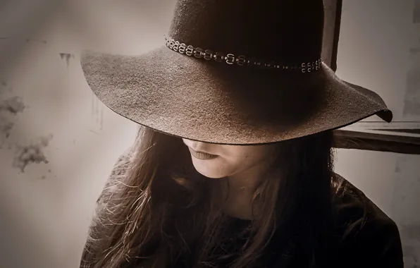 Картинка девушка, фон, шляпка