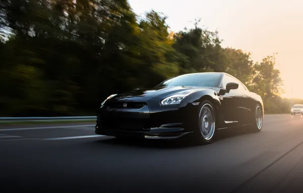 Nissan, black, road, japan, jdm, gtr, speed, highway