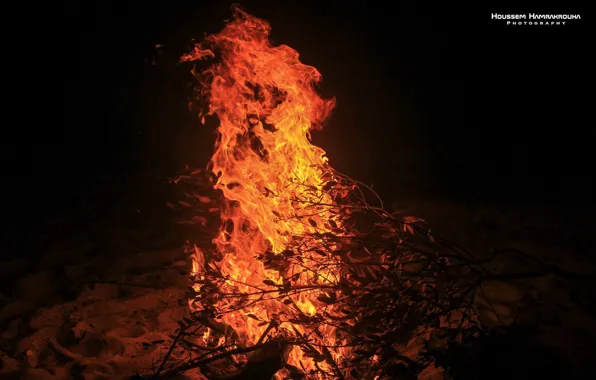Fire, red, night