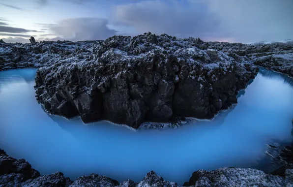 Картинка вода, природа, камни, скалы, лагуна, Исландия