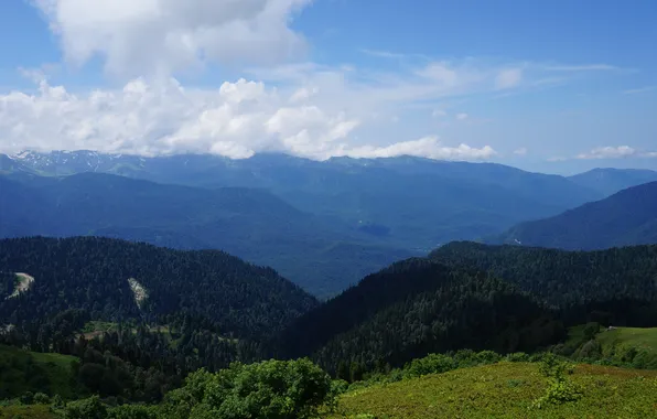 Пейзаж, горы, природа, landscape, nature, mountains, mountain range, caucasus