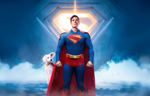 Картинка взгляд, Супермен, пёс, Superman, David Corenswet, Дэвид Коренсвет, Крипто, Krypto