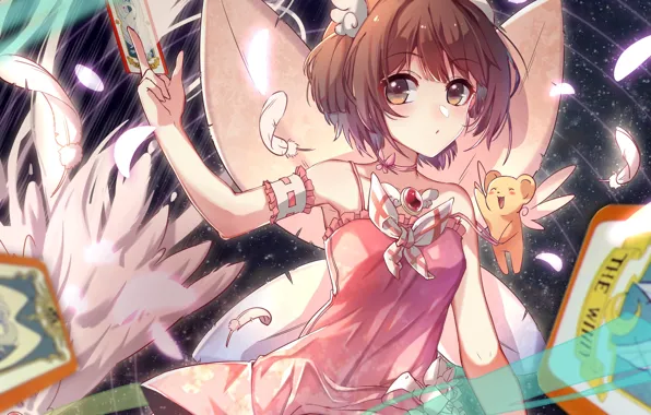 Крылья, ангел, девочка, Card Captor Sakura, Сакура - собирательница карт