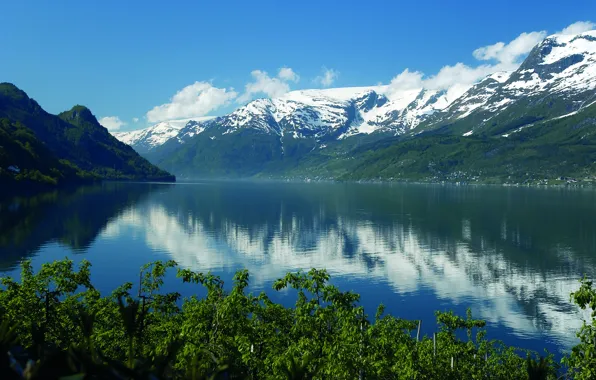 Лес, горы, природа, фьорд, Hardagerfjord