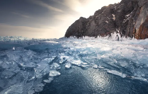 Картинка лед, небо, вода, озеро, ice, sky, lake