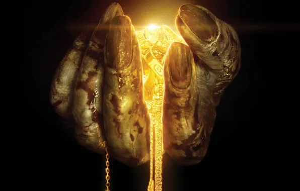 Dark, blood, gold, monster, movie, ring, evil, hand