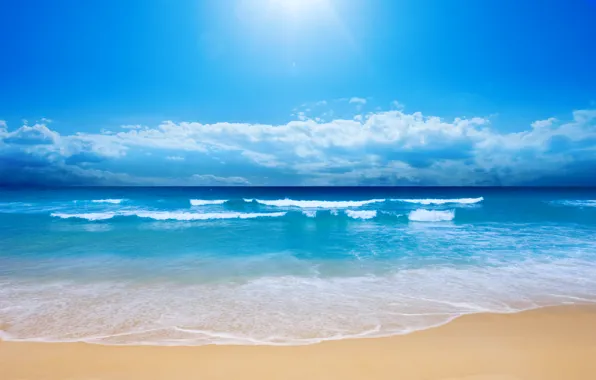 Картинка песок, волны, пляж, лето, отдых