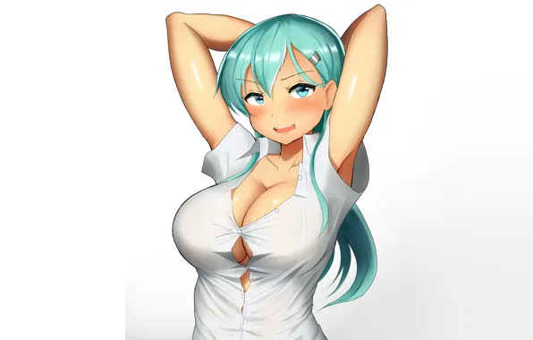 Girl, sexy, cleavage, long hair, boobs, anime, beautiful, pretty