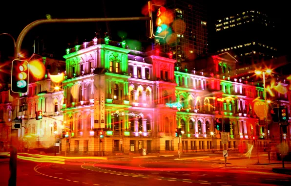 Ночь, движение, выдержка, Австралия, night, Australian, Брисбен, Brisbane